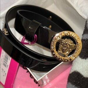 Versace kids Belt with Gold Medusa Buckle